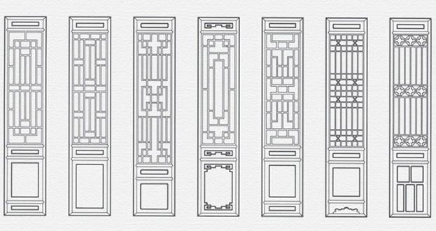 沙河口常用中式仿古花窗图案隔断设计图