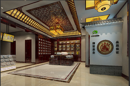 沙河口古朴典雅的中式茶叶店大堂设计效果图